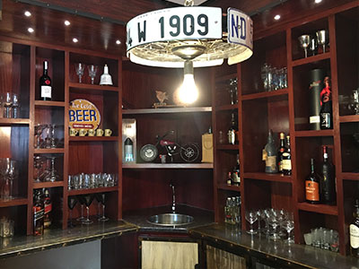Old oak residential bar refurbished to an industrial bar